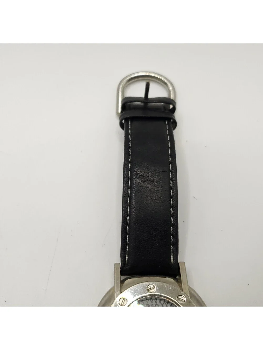 Geo Time Always Ahead Of Time 35mm Quartz New Battery Silver Tone Black Band